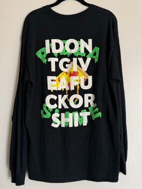 IDGAFOS X Pizza Slime Dillon Francis Mens Long Sleeve Black Graphic Tee - Large